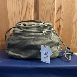 HOBO Olive Metallic Green Leather Crossbody Bag/clutch